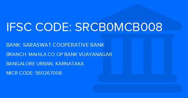 Saraswat Cooperative Bank Mahila Co Op Bank Vijayanagar Branch IFSC Code