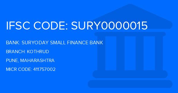 Suryoday Small Finance Bank Kothrud Branch IFSC Code