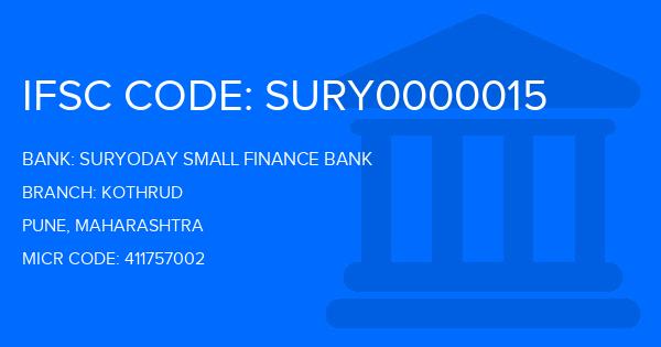 Suryoday Small Finance Bank Kothrud Branch IFSC Code