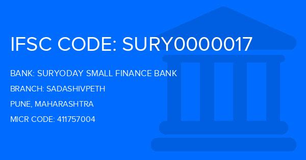 Suryoday Small Finance Bank Sadashivpeth Branch IFSC Code