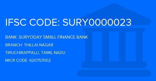 Suryoday Small Finance Bank Thillai Nagar Branch IFSC Code