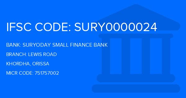 Suryoday Small Finance Bank Lewis Road Branch IFSC Code