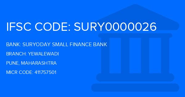 Suryoday Small Finance Bank Yewalewadi Branch IFSC Code