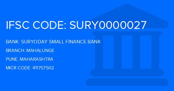 Suryoday Small Finance Bank Mahalunge Branch IFSC Code