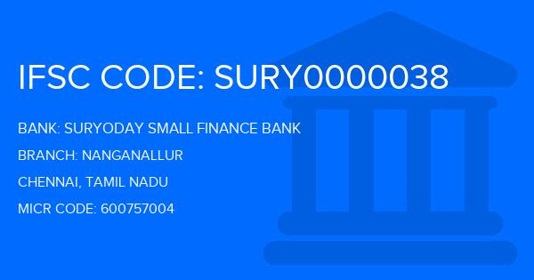 Suryoday Small Finance Bank Nanganallur Branch IFSC Code