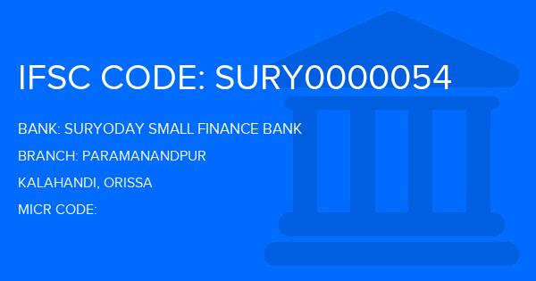 Suryoday Small Finance Bank Paramanandpur Branch IFSC Code