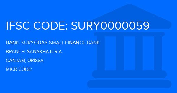 Suryoday Small Finance Bank Sanakhajuria Branch IFSC Code