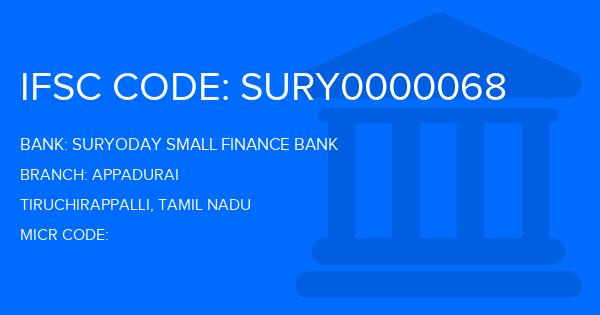 Suryoday Small Finance Bank Appadurai Branch IFSC Code