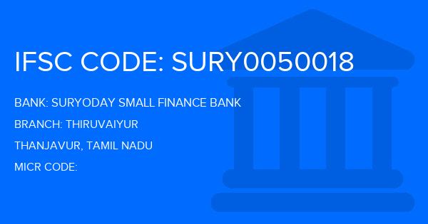 Suryoday Small Finance Bank Thiruvaiyur Branch IFSC Code