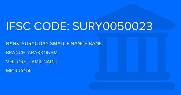 Suryoday Small Finance Bank Arakkonam Branch IFSC Code