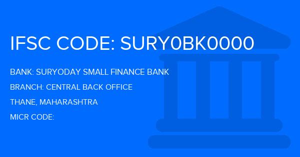 Suryoday Small Finance Bank Central Back Office Branch IFSC Code