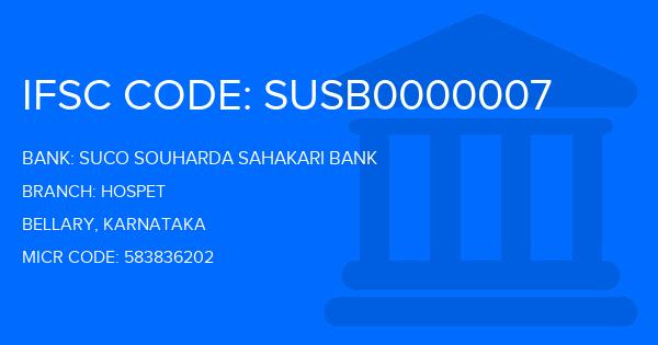 Suco Souharda Sahakari Bank Hospet Branch IFSC Code