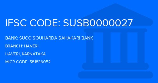 Suco Souharda Sahakari Bank Haveri Branch IFSC Code