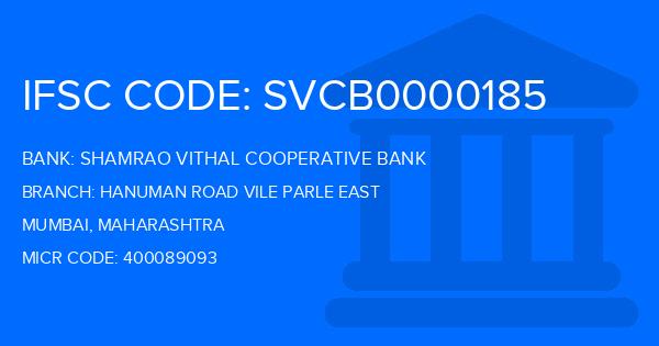 Shamrao Vithal Cooperative Bank Hanuman Road Vile Parle East Branch IFSC Code