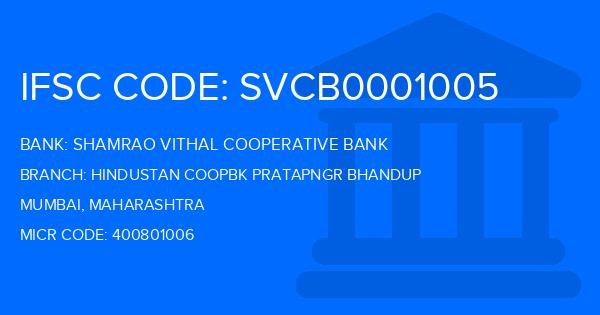 Shamrao Vithal Cooperative Bank Hindustan Coopbk Pratapngr Bhandup Branch IFSC Code