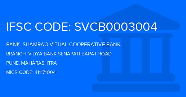Shamrao Vithal Cooperative Bank Vidya Bank Senapati Bapat Road Branch IFSC Code