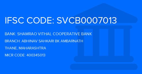Shamrao Vithal Cooperative Bank Abhinav Sahkari Bk Ambarnath Branch IFSC Code