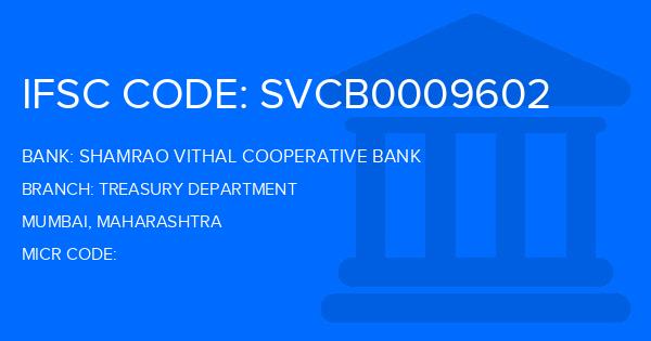 Shamrao Vithal Cooperative Bank Treasury Department Branch IFSC Code