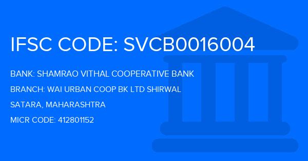 Shamrao Vithal Cooperative Bank Wai Urban Coop Bk Ltd Shirwal Branch IFSC Code