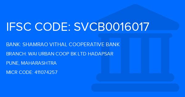 Shamrao Vithal Cooperative Bank Wai Urban Coop Bk Ltd Hadapsar Branch IFSC Code