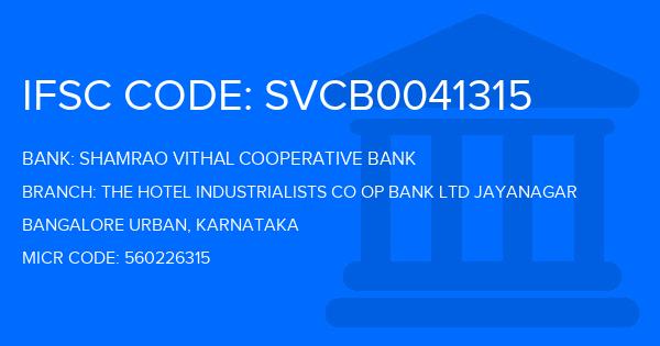 Shamrao Vithal Cooperative Bank The Hotel Industrialists Co Op Bank Ltd Jayanagar Branch IFSC Code