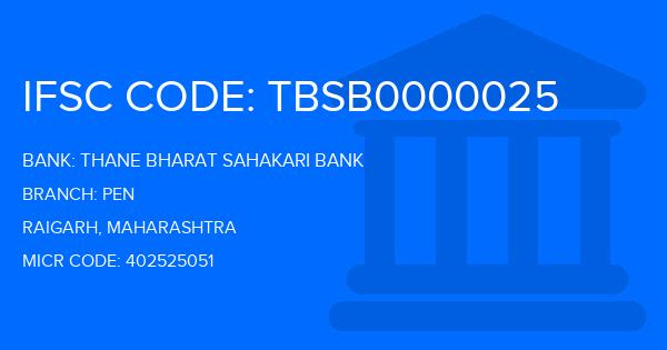 Thane Bharat Sahakari Bank Pen Branch IFSC Code