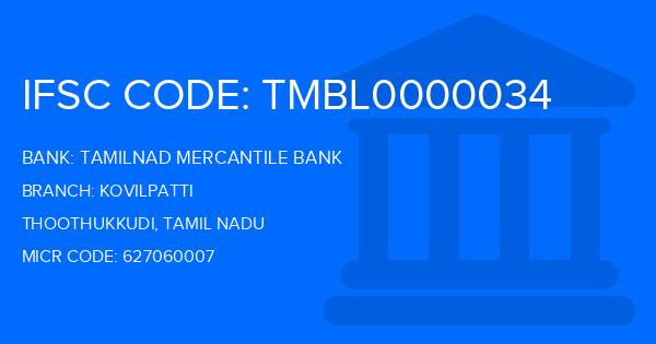 Tamilnad Mercantile Bank (TMB) Kovilpatti Branch IFSC Code