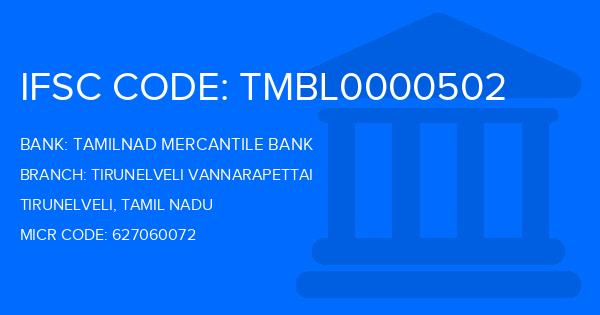 Tamilnad Mercantile Bank (TMB) Tirunelveli Vannarapettai Branch IFSC Code