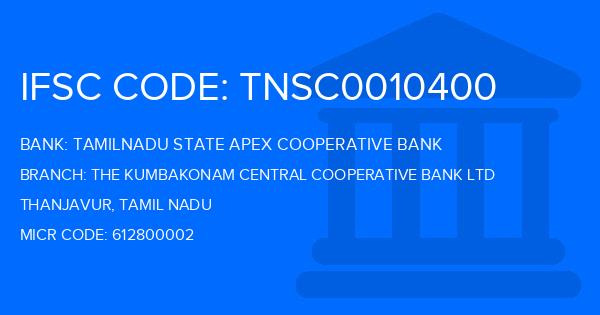 Tamilnadu State Apex Cooperative Bank The Kumbakonam Central Cooperative Bank Ltd Branch IFSC Code
