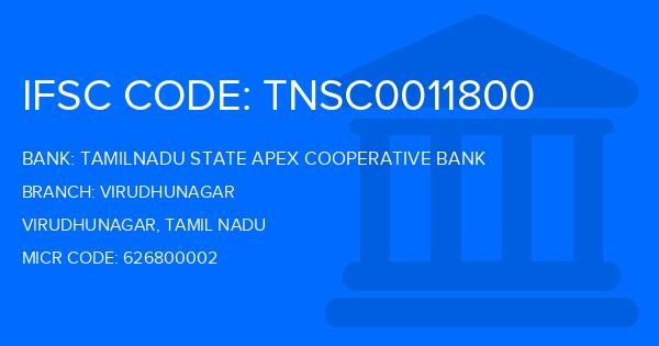 Tamilnadu State Apex Cooperative Bank Virudhunagar Branch IFSC Code