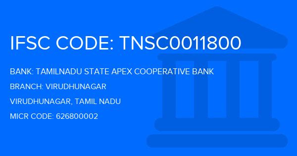 Tamilnadu State Apex Cooperative Bank Virudhunagar Branch IFSC Code