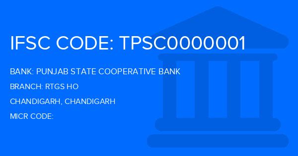 Punjab State Cooperative Bank Rtgs Ho Branch IFSC Code