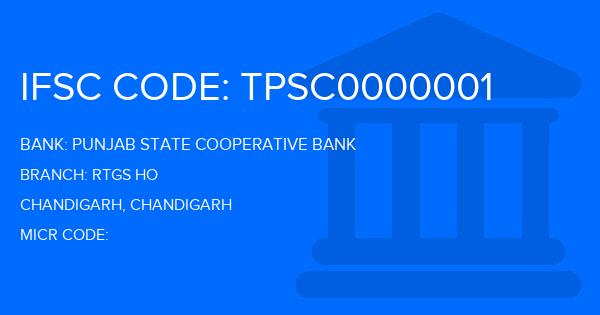 Punjab State Cooperative Bank Rtgs Ho Branch IFSC Code