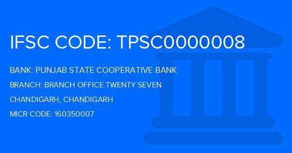 Punjab State Cooperative Bank Branch Office Twenty Seven Branch IFSC Code