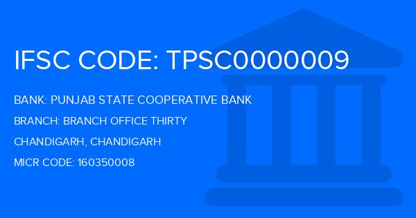 Punjab State Cooperative Bank Branch Office Thirty Branch IFSC Code