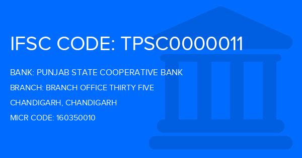 Punjab State Cooperative Bank Branch Office Thirty Five Branch IFSC Code
