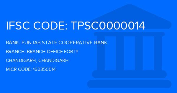 Punjab State Cooperative Bank Branch Office Forty Branch IFSC Code