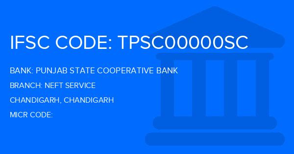 Punjab State Cooperative Bank Neft Service Branch IFSC Code