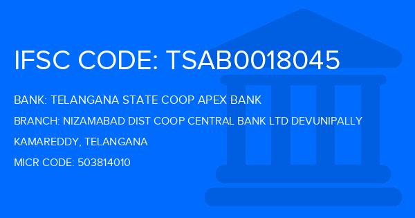 Telangana State Coop Apex Bank Nizamabad Dist Coop Central Bank Ltd Devunipally Branch IFSC Code