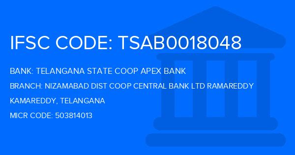 Telangana State Coop Apex Bank Nizamabad Dist Coop Central Bank Ltd Ramareddy Branch IFSC Code