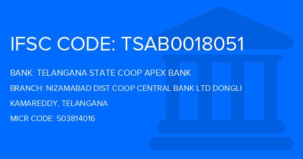 Telangana State Coop Apex Bank Nizamabad Dist Coop Central Bank Ltd Dongli Branch IFSC Code
