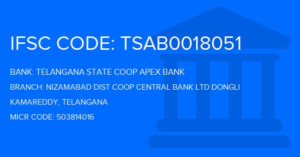 Telangana State Coop Apex Bank Nizamabad Dist Coop Central Bank Ltd Dongli Branch IFSC Code