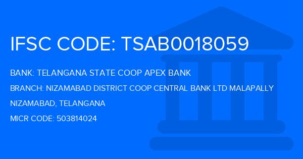 Telangana State Coop Apex Bank Nizamabad District Coop Central Bank Ltd Malapally Branch IFSC Code