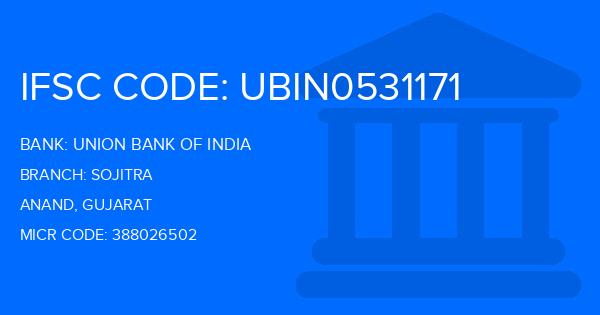 Union Bank Of India (UBI) Sojitra Branch IFSC Code