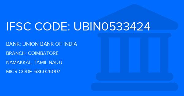 Union Bank Of India (UBI) Coimbatore Branch IFSC Code