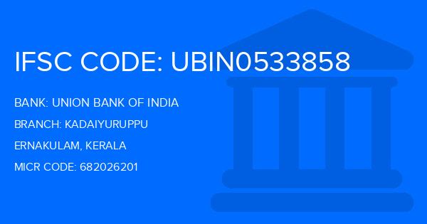 Union Bank Of India (UBI) Kadaiyuruppu Branch IFSC Code