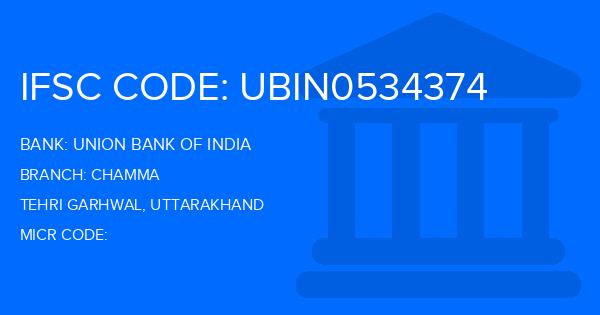 Union Bank Of India (UBI) Chamma Branch IFSC Code