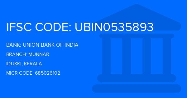 Union Bank Of India (UBI) Munnar Branch IFSC Code