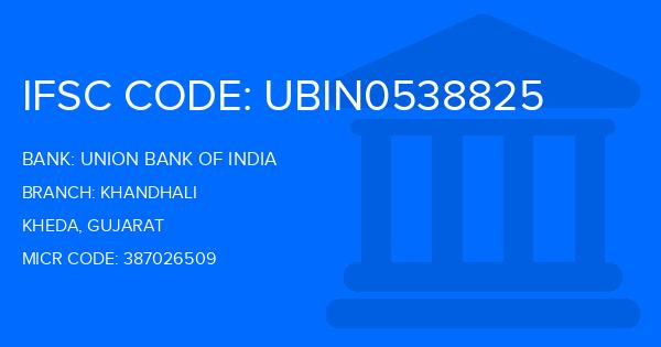 Union Bank Of India (UBI) Khandhali Branch IFSC Code