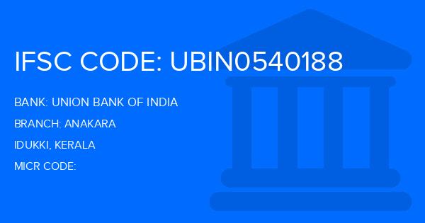 Union Bank Of India (UBI) Anakara Branch IFSC Code